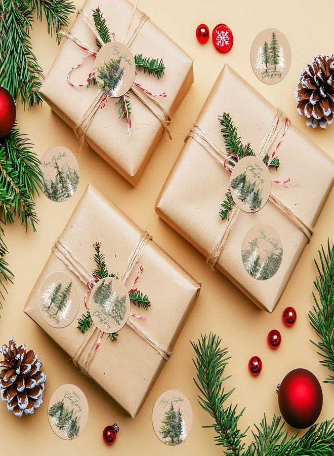 Whaline 1000 Pcs Merry Christmas Stickers Roll Snowy Pine Tree Forest Self-Adhesive Decals for Scrapbook Journal Envelope Gift Greeting Card Xmas Holiday Party Decor, 6 Designs - Image 4